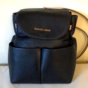 Michael Kors Black Leather Backpack Large